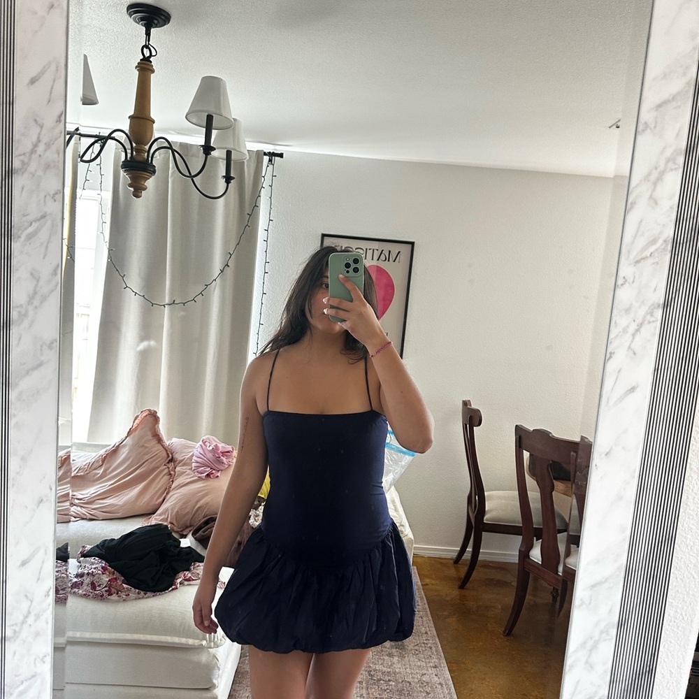 Edikted Navy Blue Top with Pink Logo Tag
